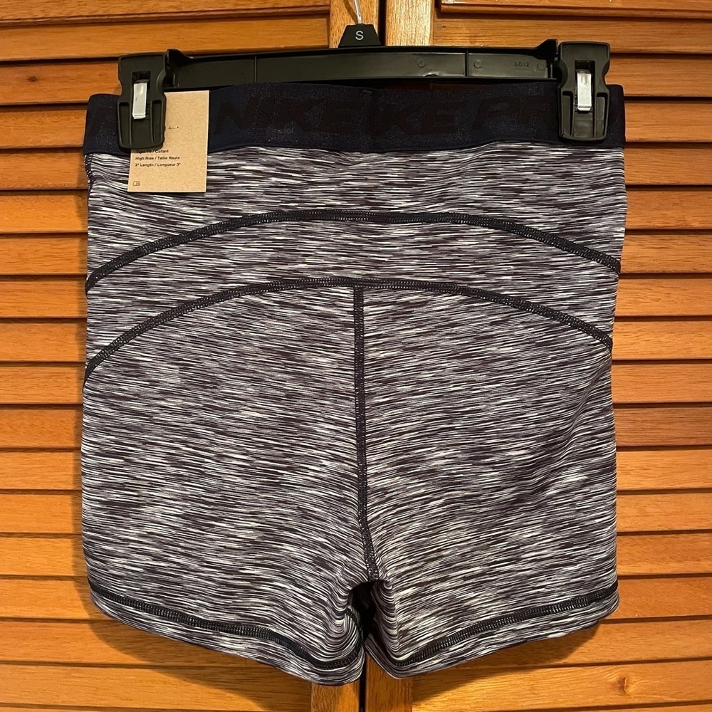 Nike Pro Women’s 3” Dri-Fit Navy Blue Spacedye Spandex Shorts Sz S NWT - Picture 4 of 6